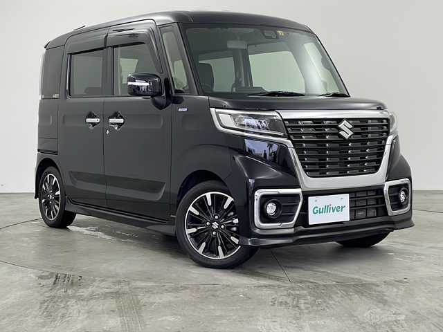 スズキ スペーシア カスタム HYBRID XS 兵庫県 2018(平30)年 1.9万km ブルーイッシュブラックパール3 ・社外ナビ＆BT＆TV＆CD＆DVD＆SD/・両側パワースライドドア/・ワンオーナー/・バックカメラ/・シートヒーター/・デュアルセンサーブレーキサポート/・レーンキープアシスト/・コーナーセンサー/・LEDヘッドライト/・LEDフォグランプ/・ハイビームアシスト/・スマートキー/・スペアキー/・社外前後ドライブレコーダー/・純正15インチAW/・社外ETC