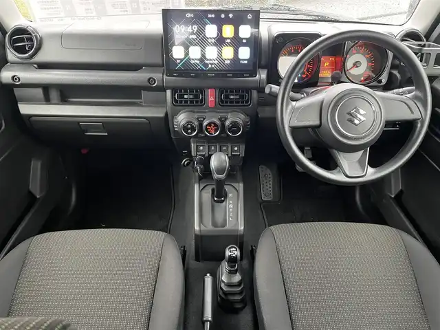 スズキ ジムニー XL 鳥取県 2021(令3)年 1.5万km ブルーイッシュブラックパール3 ワンオーナー/４WD・ターボ車/社外10インチディスプレイオーディオ/BT/ドライブレコーダー前方のみ/前席シートヒーター/フォグライト/純正16インチホイール/プッシュエンジンスタート/アイドリングストップ/背面タイヤ/スタットレスセット積込/（タイヤ溝　６－７部山）/フロアマット/背面タイヤカバー/保証書・取扱説明書