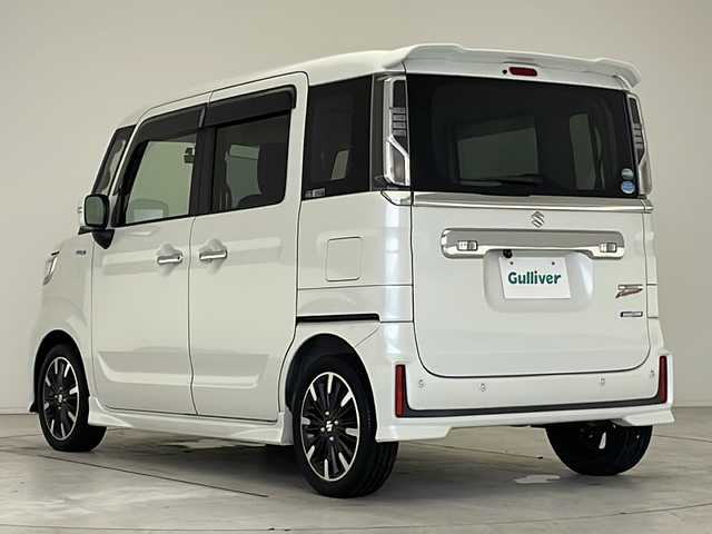 スズキ スペーシア カスタム HYBRID XS ターボ 愛知県 2018(平30)年 5.6万km ピュアホワイトP 衝突被害軽減ブレーキ/社外7インチSD（ナビあり）/両側パワースライドドア/クルーズコントロール/シートヒーター/ワンセグTV/CD/Bluetooth/バックカメラ/コーナーセンサー/純正アルミホイール/LEDヘッドライト/パドルシフト/オートマチックハイビーム/ドライブレコーダー/ETC/ステアリングスイッチ/スマートキー/プッシュスタート