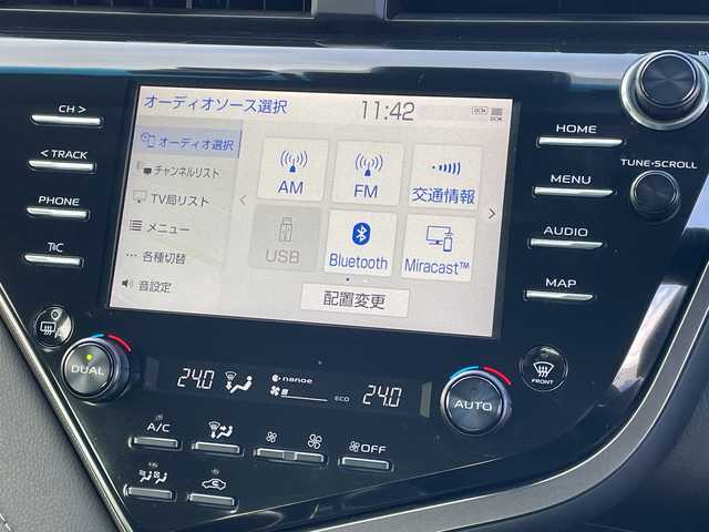 トヨタ カムリ WSレザーパッケージ 青森県 2019(令1)年 4.8万km プラチナホワイトパールマイカ 4WD/寒冷地仕様/純正Tコネクトナビ・フルセグTV/Bluetooth・Miracast/バックカメラ/本革シート/前席パワーシート・シートヒーター/ヘッドアップディスプレイ/セーフティセンス/プリクラッシュセーフティ/レーダークルーズコントロール/レーンディパーチャーアラート/オートマチックハイビーム/ブラインドスポットモニター/インテリジジュントクリアランスソナー/前後ドライブレコーダー/ビルトインETC/パドルシフト/ワイパーデアイサー/LEDヘッドライト/オートライト/LEDフォグランプ/リアフォグランプ/純正18インチアルミ/TRDエアロ