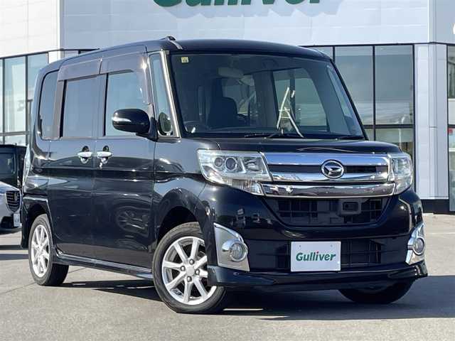 ダイハツ タント カスタム X SA 青森県 2014(平26)年 9.1万km ブラックマイカメタリック ・4WD/・衝突軽減ブレーキ/・純正ナビ/・フルセグTV/・Bluetooth/・片側パワースライドドア/・スマートキー/・プッシュスタート/・LEDヘッドライト/・純正フォグ/・純正14AW/・純正エアロ/・ウィンカーミラー
