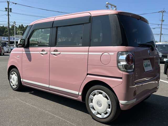 ダイハツ ムーヴ キャンバス X ホワイトアクセント リミテッド SAⅢ 愛知県 2019(令1)年 4.7万km ブルーミングピンクメタリック 社外SDナビ（strada CN-RE05WD）/Bluetooth/TV/CD/DVD/SD/バック/全周囲カメラ/両側パワースライドドア/ドライブレコーダー/オートライト/衝突軽減システム/横滑り防止装置/アイドリンクストップ/スペアキー1本/スマートキー