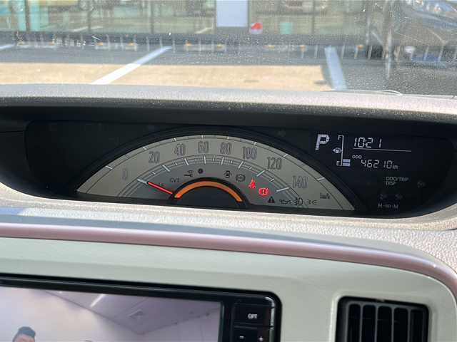 ダイハツ ムーヴ キャンバス X ホワイトアクセント リミテッド SAⅢ 愛知県 2019(令1)年 4.7万km ブルーミングピンクメタリック 社外SDナビ（strada CN-RE05WD）/Bluetooth/TV/CD/DVD/SD/バック/全周囲カメラ/両側パワースライドドア/ドライブレコーダー/オートライト/衝突軽減システム/横滑り防止装置/アイドリンクストップ/スペアキー1本/スマートキー