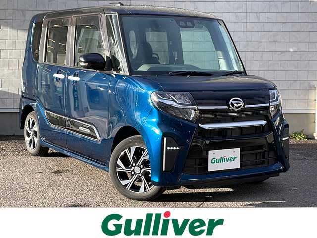 ダイハツ タント カスタム X 福島県 2019(令1)年 5.1万km ブラックマイカメタリック/レーザーブルークリスタルシャイン 2トーン ナビ　フリップダウンモニター　ＨＤＭＩ　シートヒーター　両側パワスラ　バックＣ　ハーフレザー　Ｄ席ロングスライド　コーナーセンサー　ＥＴＣ　純正エンジンスターター　スペアキー　スタッドレス付ＡＷ積込