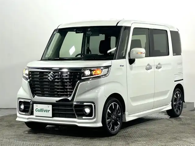 スズキ スペーシア カスタム HYBRID XS ターボ 大阪府 2019(平31)年 2.9万km ピュアホワイトP 純正ナビ(フルセグ/DVD再生/Bluetooth) バックカメラ ETC 両側パワースライドドア 衝突軽減 クルコン クリアランスソナー レコーンアシスト ハーフレザー シートヒーター 前後ドラレコ