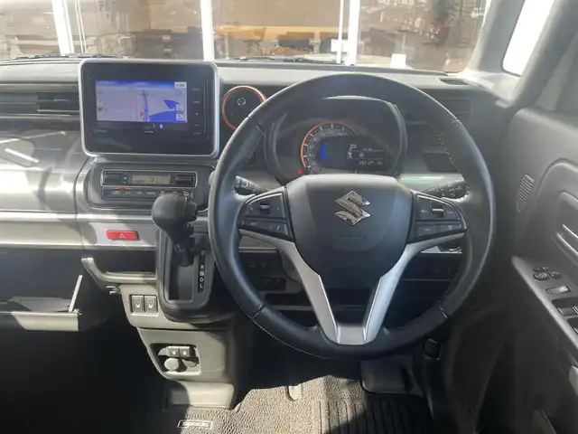 スズキ スペーシア ギア HYBRID XZ 宮崎県 2021(令3)年 4万km 黄 社外ナビゲーション/　AM FM CD DVD BT/ナビ連動ドライブレコーダー/衝突軽減ブレーキ/両側パワースライドドア/シートヒーター/LEDヘッドライト/ルーフレール/クルーズコントロール/レーンキープアシスト/スマートキー/プッシュスタート/ドアバイザー/ウィンカーミラー/電動格納ミラー