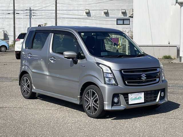 スズキ ワゴンＲ スティングレー HYBRID T 新潟県 2017(平29)年 7.2万km スチールシルバーM 4WD/純正メモリナビ/CD/DVD/BT/フルセグテレビ/全方位カメラ/ETC/衝突被害軽減ブレーキ/レーンキープアシスト/クルーズコントロール/ベンチシート/シートヒーター /パドルシフト/ステアリングスイッチ/スマートキー/プッシュスタート/LEDヘッドライト/オートライト/オートハイビーム/純正15インチアルミホイール