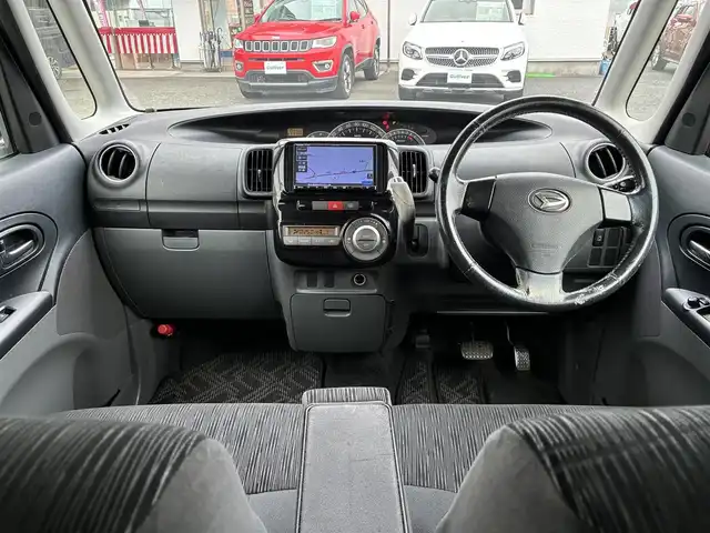ダイハツ タント カスタム X リミテッド 熊本県 2009(平21)年 12.8万km ブラックマイカ 社外ナビ（CN-E300D）/【ワンセグTV/Bluetooth/CD/AM/FM】/左側パワースライドドア/純正14インチAW/ウィンカーミラー/電格ミラー/スマートキー/純正ドアバイザー/純正フロアマット/革巻きステアリング/ドライブレコーダー/ABS/保証書/取扱説明書