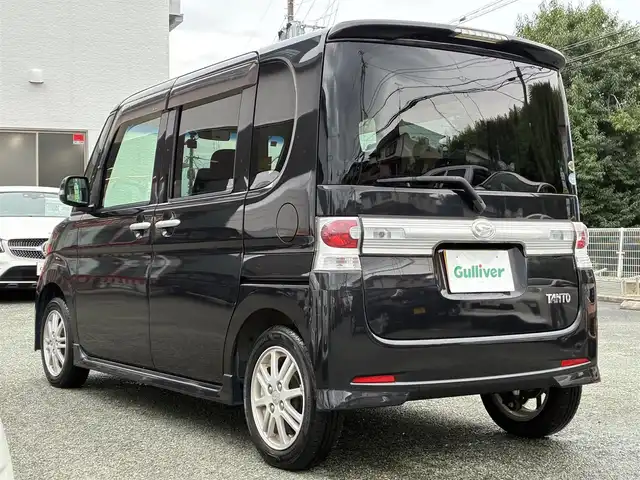 ダイハツ タント カスタム X リミテッド 熊本県 2009(平21)年 12.8万km ブラックマイカ 社外ナビ（CN-E300D）/【ワンセグTV/Bluetooth/CD/AM/FM】/左側パワースライドドア/純正14インチAW/ウィンカーミラー/電格ミラー/スマートキー/純正ドアバイザー/純正フロアマット/革巻きステアリング/ドライブレコーダー/ABS/保証書/取扱説明書