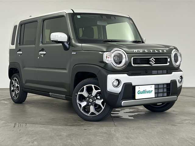 スズキ ハスラー HYBRID X 兵庫県 2025(令7)年 0.1万km未満 クールカーキパールメタリック/ソフトベージュメタリック ・登録済未使用車/・純正9型ナビ＆BT＆DVD＆CD＆USB＆SmatphneLink/・アラウンドビューモニター/・スズキセーフティサポート/・衝突軽減ブレーキ/・レーンキープアシスト/・レーダークルーズコントロール/・ハイビームアシスト/・コーナーセンサー/・アイドリングストップ/・純正15インチアルミホイール/・前席シートヒーター/・ドアミラーヒーター/・スマートキー/・スペアキー/・プッシュスタート/・LEDヘッドライト/・LEDフォグランプ/・オートライト/・横滑り防止装置