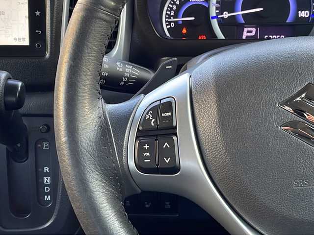 スズキ スペーシア T 愛媛県 2015(平27)年 6.8万km ブルーイッシュブラックパール3 純正ナビ(フルセグTV/CD/DVD/AM・FM/BT/iPod/USB)/アラウンドビューモニター/ETC/両側パワースライドドア/運転席シートヒーター/クルーズコントロール/パドルシフト/アイドリングストップ機能/純正14インチアルミホイール/社外フロアマット