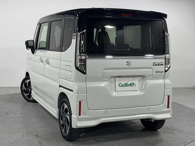 スズキ スペーシア カスタム HYBRID XS 広島県 2025(令7)年 0.1万km未満 ピュアホワイトパール/ブラック2トーン 届出済未使用車/純正９型ディスプレイオーディオ/・ナビ機能/・Bluetooth接続/・ApplecarPlay/アラウンドビューモニター/両側パワースライドドア/シートヒーター/レーダークルーズコントロール/ヘッドアップディスプレイ/ステアヒーター/オットマン/電動パーキング/オートブレーキホールド