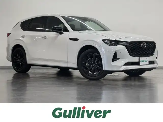 マツダ ＣＸ－６０ XD HV エクスクルーシブスポーツ 三重県 2022(令4)年 2万km ロジウムホワイトプレミアムメタリック ディーゼルターボ・マイルドハイブリッド/4WD/MTモード付8AT/12.3型ナビ/（AM/FM/USB/HDMI/CarPlay/AndroidAuto/Bluetooth/TV）/360ビュー・モニター/ドライブレコーダー前後/ビルトインETC/i-ACTIVSENSE/・スマートブレーキサポート/・レーダークルーズコントロール/・クルージング&トラフィックサポート/・ドライバー異常時対応システム/・ドライバーモニタリング/・レーンキープアシストシステム/・ブラインドスポットモニタリング/・クロストラフィックアラート（前後）/・標識認識/・パーキングセンサー（前後）/など/装備/・ナッパレザーシート（ピュアホワイト）/・シートヒーター（D/N/2nd）/・シートベンチレーション（D/N）/・パワーシート（Dメモリー付10way/N10way）/・電動チルト&テレスコステアリング/・ステアリングヒーター/・HUD/・AC100Vコンセント&USB充電ジャック&ワイヤレス充電/・LEDヘッドライト/・ダウンヒルアシストコントロール/・ハンズフリーパワーリフトゲート/・左右独立オートエアコン/・パドルシフト/・純正20inAW/・保/取/ナビ取/・スマートキーx1/など