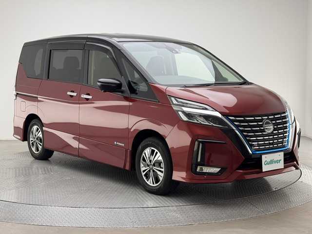 日産 セレナ e－パワー ハイウェイスター V 兵庫県 2020(令2)年 3.7万km マルーンレッド 2トーン 純正SDナビ/（フルセグ/CD/DVD/Bluetooth/SD）/アラウンドビューモニター/ETC/前方ドラレコ/社外フリップダウンモニター/インテリジェントルームミラー/両側パワースライドドア/LEDヘッドライト/LEDフォグ/オートハイビーム/プロパイロット/エマージェンシーブレーキ/ACC/LDW/BSW/BSI/CTA/BSM/コーナーセンサー/純正マット・バイザー/シートカバー