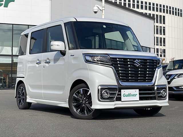 スズキ スペーシア カスタム HYBRID XS ターボ 青森県 2019(令1)年 6.4万km ピュアホワイトP ・4WD/・ターボ/・衝突軽減ブレーキ/・レーンキープアシスト/・クルーズコントロール/・社外ナビ/・リアカメラ/・フルセグTV/・Bluetooth/・両側パワースライドドア/・シートヒーター/・純正15AW/・純正LEDヘッドライト/・純正フォグ/・プッシュスタート/・スマートキー/・オートマチックハイビーム