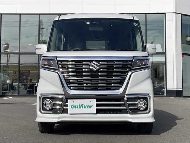 スズキ スペーシア カスタム HYBRID XS ターボ 青森県 2019(令1)年 6.4万km ピュアホワイトP ・4WD/・ターボ/・衝突軽減ブレーキ/・レーンキープアシスト/・クルーズコントロール/・社外ナビ/・リアカメラ/・フルセグTV/・Bluetooth/・両側パワースライドドア/・シートヒーター/・純正15AW/・純正LEDヘッドライト/・純正フォグ/・プッシュスタート/・スマートキー/・オートマチックハイビーム