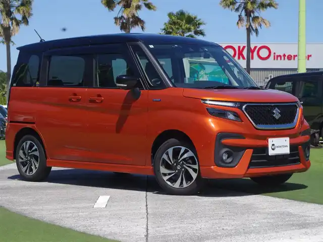 スズキ ソリオ バンディット HV MV 千葉県 2022(令4)年 2.2万km フレイムオレンジパールメタリック/ブラック2トーンルーフ 165/65R15/デュアルカメラブレーキサポート/左パワースライドドア/右イージークローザードア/純正メモリーナビ/地デジTV/【DVD/CD再生機能　Bluetooth接続】/【Apple CarPlay　Android Auto対応】/全方位モニター/ドライブレコーダー（前後撮影）/革巻きステアリング/ステアリングスイッチ/ETC/LEDヘッドライト/フォグライト/ウインカーミラー/リアコーナーセンサー/純正15インチアルミホイル/サイド/カーテンエアバッグ/携帯リモコン