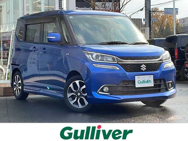 スズキ ソリオ バンディット HV MV 道央・札幌 2017(平29)年 7.9万km ブーストブルーパールメタリック ・４WD/・衝突軽減システム/・ハイブリッド車/・純正ナビ/・フルセグTV/・Bluetooth/・バックモニター/・片側パワースライドドア/・プッシュスタート/・アイドリングストップ/・クルーズコントロール/・シートヒーター/・エンジンスターター/・スペアキー１本/・シートアンダーボックス助手席側/・ウォークスルー/・フルフラットシート/・フォグランプ/・横滑り防止装置/・レーンキープアシスト