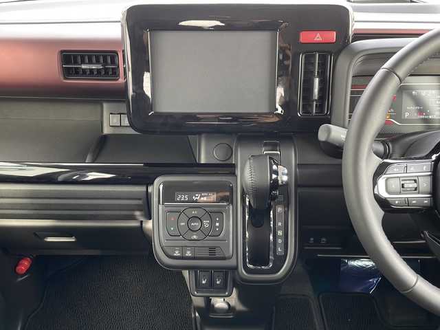 スズキ スペーシア カスタム HYBRID XS 山口県 2023(令5)年 0.1万km ブルーイッシュブラックパール3 両側パワースライドドア/プッシュスタート/スマートキー（スペアキー有）/シートヒーター（運転席＋助手席）/ステアリングヒーター/ヘッドアップディスプレイ/USB入力端子×２/オートエアコン/オートライト/LEDヘッドライト/フォグライト/サーキュレーター/アームレストコンソールボックス/助手席シートアンダーボックス/電動格納ミラー/スズキセーフティサポート/・デュアルセンサーブレーキサポート/・誤発進抑制機能/・車線逸脱抑制機能/・ふらつき警報/・車線維持支援機能/・発進お知らせ機能/・標識認識機能/・アダプティブクルーズコントロール/・低速時ブレーキサポート/・後方誤発進抑制機能