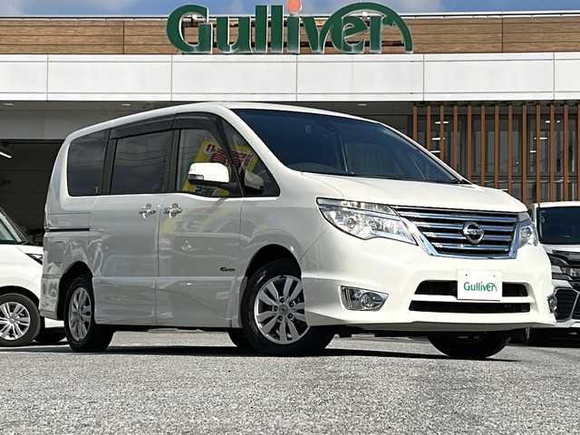 日産 セレナ ハイウェイスター Sエディション 沖縄県 2016(平28)年 8.2万km ブリリアントホワイトパール 純正オプションナビ/フルセグＴＶ/オーディオ（Ｂｌｕｅｔｏｏｔｈ、ＤＶＤ、ＣＤ、ＤＶＤ）/バックカメラ/ＥＴＣ/片側パワースライドドア/スマートキー/プッシュスタート/フォグライト