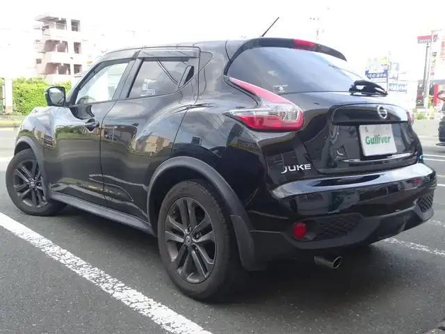 日産 ジューク 15RX Vアーバンセレクション 静岡県 2017(平29)年 10万km スーパーブラック ワンオーナー/禁煙車/アラウンドビューモニター&ディスプレイ付自動防眩付ルームミラー/オリジナルナビ付きパッケージ/純正SDナビ/（CD/DVD/BT/SD/Music STOCKER/フルセグTV)/スマートキー・プッシュスタート/HIDヘッドライト/ステアリングスイッチ/オートライト/電動格納ミラー/ETC/社外前後ドライブレコーダー/アイドリングストップ/純正フロアマット・バイザー/保証書・取扱説明書