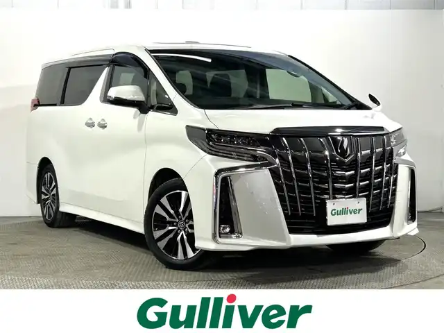 トヨタ アルファード S Cパッケージ 大阪府 2023(令5)年 1.4万km ホワイトパールクリスタルシャイン サンルーフ　黒革シート　三眼ＬＥＤ　純正ＤオーディオＴＶ　デジタルインナーミラー　パワーシート／ヒーター／エアコン　電動リアゲート　ハンドルヒーター　衝突軽減　レーダーＣ　ＢＳＭ　100V電源