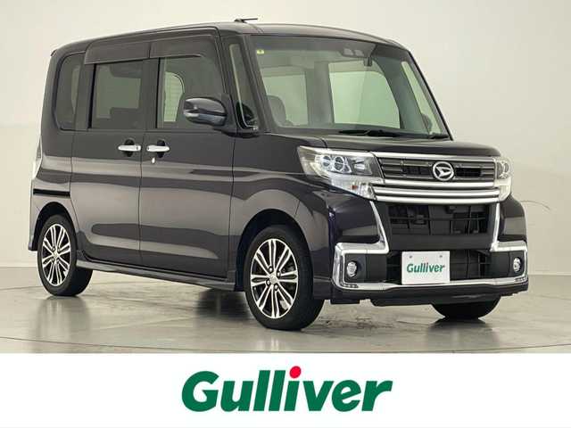 ダイハツ タント カスタム RS トップED SA Ⅲ 滋賀県 2018(平30)年 6万km ナイトシャドーパープルクリスタルM 禁煙車/社外ナビ（CD/DVD）/バックカメラ/ＥＴＣ/ドライブレコーダー/両側パワースライドドア/シートヒーター/ハーフレザーシート/ＬＥＤヘッドライト/スマートアシスト３/・衝突回避支援ブレーキ機能/・衝突警報機能/・車線逸脱警報機能/・誤発進抑制制御機能/・先行車発進お知らせ機能/・オートハイビーム/コーナーセンサー/ステアリングスイッチ/スマートキー