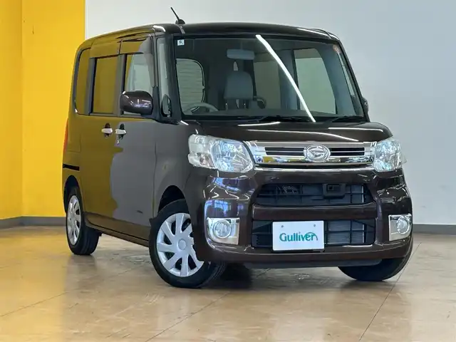 ダイハツ タント X ターボ SA 群馬県 2014(平26)年 1.3万km プラムブラウンクリスタルマイカ スマートアシスト/社外SDナビ/・フルセグTV/・CD/DVD/BT/・SD/USB/AM.FM/バックカメラ/片側電動スライドドア/スマートキー/プッシュスタート/アイドリングストップ/フォグランプ/オートライト/純正フロアマット/純正ドアバイザー/横滑り防止システム/電動格納ウィンカーミラー