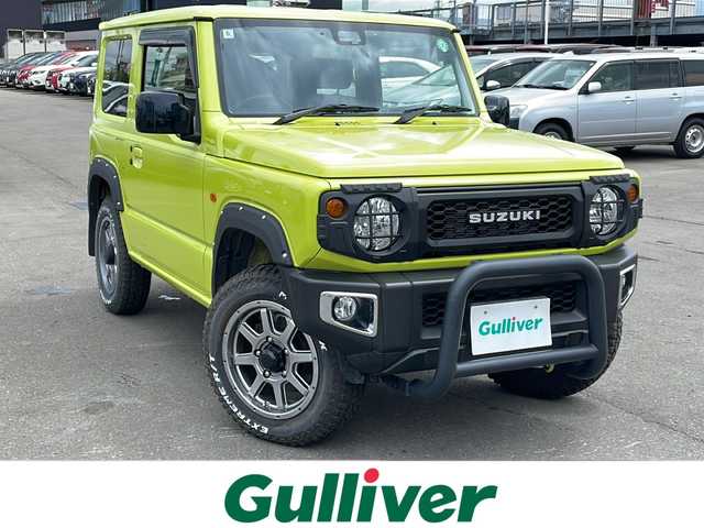 スズキ ジムニー XL 道東・釧路十勝 2024(令6)年 0.6万km キネティックイエロー ワンオーナー/4WD/社外ナビ/　（AM/FM/CD/DVD/BT/TV）/夏タイヤ積込/純正１６インチAW/ビルトインETC/シートヒーター/純正フロアマット/ドアバイザー/バンパーガード/マッドガード/オーバーフェンダー/ABS/横滑り防止/レーンキープアシスト/盗難防止装置/オートライト/コーナーセンサー/ダウンヒルアシストコントロール/アイドリングストップ/スマートキー