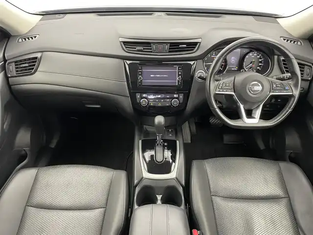 日産 エクストレイル ハイブリッド 20Xi 富山県 2018(平30)年 3.6万km ダイヤモンドブラック 純正ナビ（AM/FM/DVD/BT/フルセグ）/全方位カメラ/ドライブレコーダー/ETC/レザーシート/デジタルインナーミラー/オートホールド付電子パーキング/衝突被害軽減システム/レーダークルーズコントロール/レーンキープアシスト/コーナーセンサー/横滑り防止装置/アイドリングストップ/純正アルミホイール/純正フロアマット/オートLEDライト/革巻きステアリング/ステアリングスイッチ/スマートキー/スペアキー