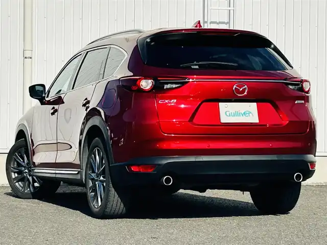 マツダ ＣＸ－８ XD Lパッケージ 熊本県 2018(平30)年 5.5万km ソウルレッドクリスタルM 純正ナビ/・AM/FM/CD/DVD/USB/AUX/BT/・フルセグTV/全周囲カメラ/・フロント/サイド/バック/アイドリングストップ/車間認知支援システム/スマートブレーキサポート/ブラインドスポットモニター/レーンキープアシストシステム/交通標識認識システム/ドライバーアテンションアラート/オートマチックハイビーム/アダプティブクルーズコントロール/ヘッドアップディスプレイ/前後コーナーセンサー/革巻きステアリング/・ステアリングリモコン/・ステアリングヒーター/レザーシート/・D/N席＋二列目シートヒーター/・D/N席エアシート/・D/N席パワーシート/・D席シートメモリー/BOSEサウンド/オートライト/・LEDライト/・フォグランプ/社外後席用モニター/パワーバックドア/電動格納ミラー/・ウィンカーミラー/前後ドライブレコーダー（ZDR-015）/電動サイドブレーキ/・オートホールドブレーキ/ETC/ルーフレール/ドアバイザー/純正フロアマット/純正アルミホイール/スマートキー/・スペアキー