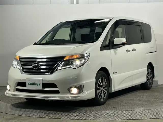 日産 セレナ HWS S HV Vエアロ+Sefty 大阪府 2015(平27)年 5.2万km ブリリアントホワイトパール 純正ナビ(フルセグ/DVD再生/Bluetooth) 360カメラ 後席モニター ETC 両側パワースライドドア 衝突軽減 クルコン クリアランスソナー レーンアシスト スマートキー Pスタート