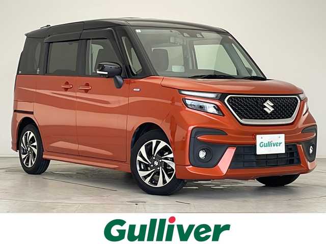 スズキ ソリオ バンディット HV MV 愛知県 2021(令3)年 2.9万km フレイムオレンジパールメタリック/ブラック2トーンルーフ 衝突被害軽減ブレーキ/純正9インチディスプレイオーディオ（ナビあり）/全方位カメラ/両側パワースライドドア/レーダークルーズコントロール/シートヒーター/フルセグTV/CD/Bluetooth/ヘッドアップディスプレイ/コーナーセンサー/純正アルミホイール/LEDヘッドライト/インテリジェントミラー/オートマチックハイビーム/ドライブレコーダー/ETC/ステアリングスイッチ/スマートキー/プッシュスタート