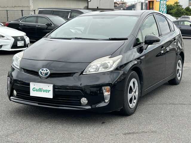 トヨタ プリウス S 広島県 2013(平25)年 15.4万km ブラック 純正ナビ/「CD/DVD/Bluetooth」/バックカメラ/ETC/一時停止案内/HIDヘッドライト/フォグライト/オートライト/プッシュスタート/純正15インチAW/純正フロアマット/保証書