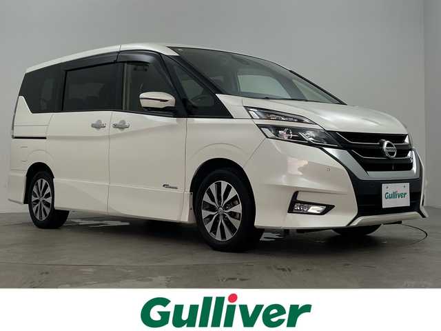 日産 セレナ ハイウェイスター 鹿児島県 2017(平29)年 6.7万km ブリリアントホワイトパール 純正9インチナビ/（AM/FM/CD/DVD/フルセグ/Bluetooth）/フリップダウンモニター/プロパイロット/アラウンドビューモニター/両側パワースライドドア/エマージェンシーブレーキ/デジタルインナーミラー/ドライブレコーダー/ビルトインETC/ステアリングリモコン/オートホールド/パーキングアシスト/純正フロアマット/ドアバイザー/スマートキー/LEDヘッドライト