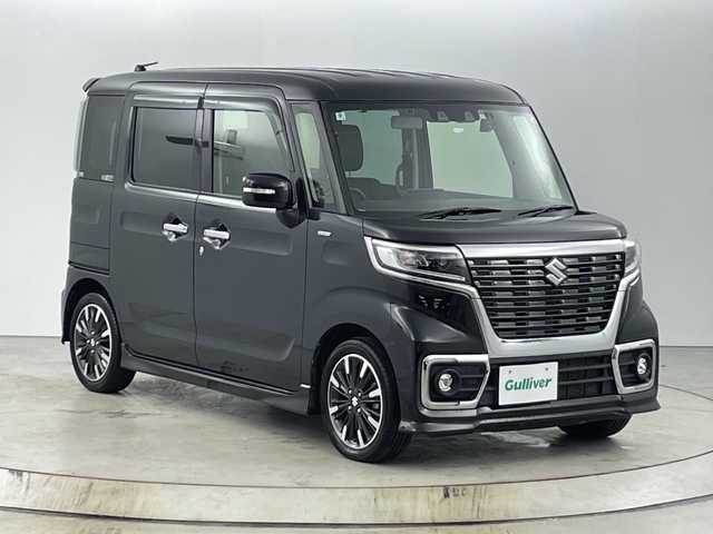 スズキ スペーシア カスタム HYBRID XS 愛知県 2020(令2)年 2.7万km ブルーイッシュブラックパール3 禁煙車/純正8インチナビ/（Bluetooth/フルセグTV/CD/DVD/USB)/バックカメラ/スズキセーフティサポート/・衝突軽減ブレーキ/・レーンキープアシスト/・パーキングセンサー/・レーダークルーズコントロール/ドライブレコーダー/ETC/シートヒーター/両側パワースライドドア/アイドリングストップ/純正15インチアルミホイール/スマートキー/プッシュスタート/ＬＥＤヘッドライト/フロントフォグランプ/フロアマット/電動格納ミラー/横滑り防止装置