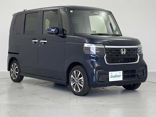ホンダ Ｎ ＢＯＸ カスタム 茨城県 2024(令6)年 0.1万km ミッドナイトブルービームM 禁煙車/純正9型ナビ/CD/DVD/Bluetooth/フルセグTV/ドラレコ/ETC/バックカメラ/片側パワースライドドア/プッシュスタート/スペアキー/クルーズコントロール/シートヒーター/ホンダセンシング/LEDヘッドライト/オートライト/純正アルミホイール