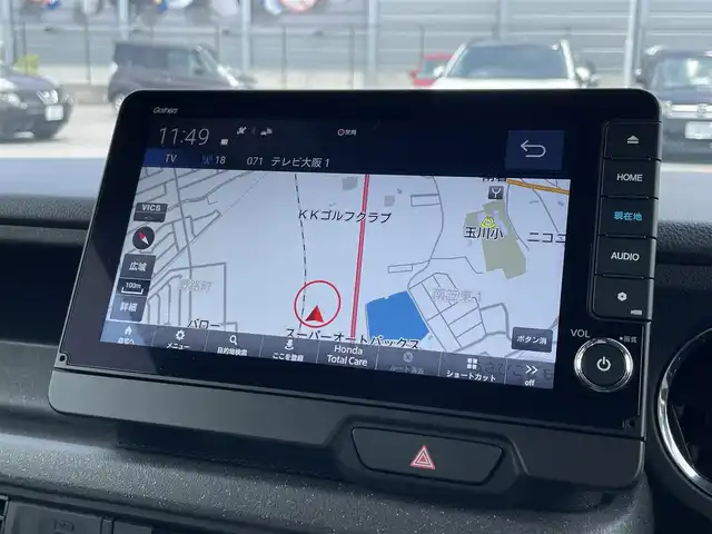 ホンダ Ｎ ＢＯＸ カスタム 滋賀県 2024(令6)年 0.1万km ミッドナイトブルービームM 禁煙車/純正9型ナビ/CD/DVD/Bluetooth/フルセグTV/ドラレコ/ETC/バックカメラ/片側パワースライドドア/プッシュスタート/スペアキー/クルーズコントロール/シートヒーター/ホンダセンシング/LEDヘッドライト/オートライト/純正アルミホイール