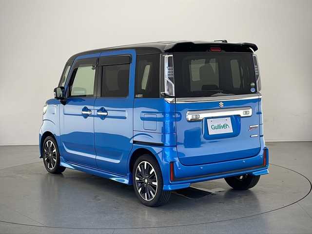 スズキ スペーシア カスタム HYBRID XS ターボ 長野県 2018(平30)年 5.3万km ブリスクブルーメタリック/ブラック2トーンルーフ 4WD/純正SDナビ/Bluetooth/CD/DVD/フルセグTV/全方位カメラ/ETC/ドライブレコーダー/両側パワースライドドア/テレビキャンセラー/シートヒーター/純正15インチAW装着/スタッドレスタイヤ積込/純正フロアマット/衝突被害軽減システム/横滑り防止装置/コーナーセンサー/パドルシフト/ステアリングスイッチ/ウィンカーミラー/LEDヘッドライト/スペアキー1本