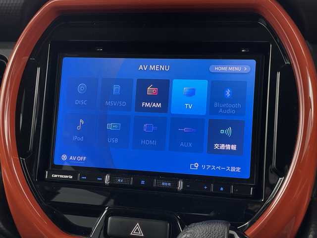 スズキ ハスラー HYBRID X 愛知県 2020(令2)年 5.9万km バーミリオンオレンジ/ガンメタリック2トーン 8インチナビ/（AM/FM/フルセグ/BT/CD/DVD）/バックカメラ/スズキセーフティサポート/・衝突軽減ブレーキ/・クリアランスソナー/・レーンキープアシスト/前方ドライブレコーダー/ETC/シートヒーター/純正15インチアルミホイール/スマートキー/スペアキー有/LEDヘッドライト/フロントフォグライト/革巻きステアリング/ドアバイザー/電動格納ミラー/横滑り防止装置