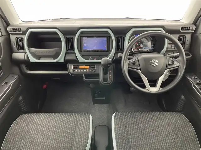 スズキ ハスラー HYBRID G 愛知県 2024(令6)年 0.8万km オフブルーM 社外メモリナビ　シートヒーター　禁煙車　デュアルカメラブレーキ　衝突軽減装置　追従クルコン　車線逸脱　リヤパーキングセンサー　ＬＥＤオートライト　Ｂｌｕｅｔｏｏｔｈ　ラジオ　ＣＤ　アイドリングストップ