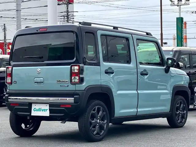 スズキ ハスラー タフワイルド・ターボ 静岡県 2024(令6)年 0.1万km オフブルーメタリック/ブラック 2トーン 純正ナビ/全方位カメラ/レーダークルーズコントロール/エンジンスタートボタン/スマートキー/スペアキー１本/パドルシフト/パワーステアリング/パワーウィンドウ/オートエアコン/アイドリングストップ/USB入力端子/布シート/D席N席シートヒーター/ルーフレール/純正アルミホイール/ABS/横滑り防止装置/コーナーセンサー/レーンキープアシスト/オートライト/オートマチックハイビーム/LEDヘッドライト/W+サイドエアバッグ/衝突軽減システム