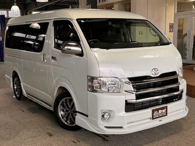 トヨタ ハイエース GL ロング 岩手県 2018(平30)年 1.7万km ホワイトパールクリスタルシャイン AIS検査済み/【2411023262】/SDナビ/フルセグ/バックカメラ/カロッツェリアモニター/アルパインフリップダウンモニター/ドラレコ/両側パワスラ/ETC/シルクブレイズマフラー/モデリスタエアロ・グリル/ケンウッドツィーター/Rスポイラー/シートカバー（社外）/カロッツェリア後部スピーカー/シルクブレイズ17インチアルミ（社外）