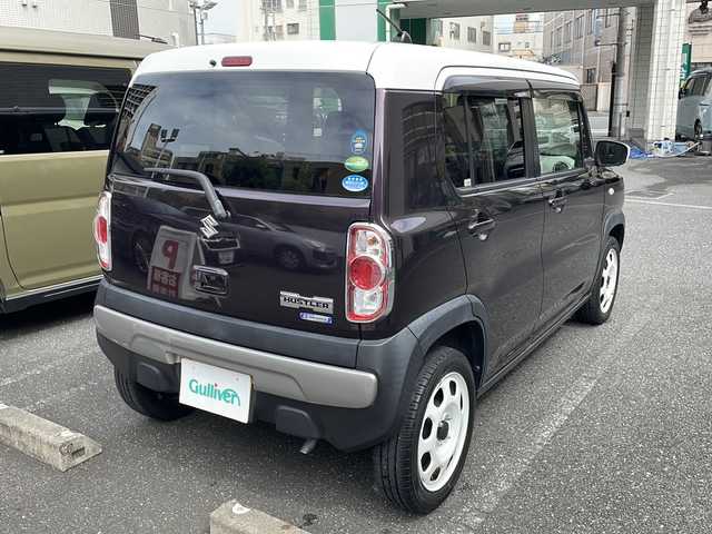 スズキ ハスラー G 埼玉県 2018(平30)年 0.9万km ムーンライトバイオレットパールメタリック/ホワイト2トーンルーフ 登録時8332ｋｍ/ルーフ白/ワンオーナー/社外ナビ（CN-RA04D)/ ・AM/FM/CD/DVD/BT/フルセグTV/衝突軽減ブレーキ/レーンキープアシスト/ドライブレコーダー/前席シートヒーター/プッシュスタート/スマートキー×２/アイドリングストップ/横滑り防止/ウィンカーミラー/純正フロアマット/保証書