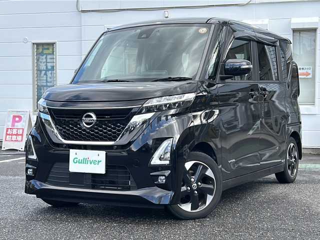 日産 ルークス ハイウェイスター X 愛知県 2021(令3)年 3.2万km ブラック ・禁煙車/・ワンオーナー/・純正ナビ/フルセグTV/　（MM320D-L）/・Bluetooth/USB/AUX/・アラウンドビューモニター/・ビルトインETC/・エマージェンシーブレーキ/・LDW/・先行車発進お知らせ/・左パワースライドドア/・ステアスイッチ/・電動格納ミラーウインカー/・純正１４インチアルミ/・LEDオートライト/・フォグランプ/・後席サンシェイド/・アイドリングストップ/・プッシュスタート/・ドアバイザー/・純正フロアマット/・新車保証書/・取扱説明書/・スペアキー