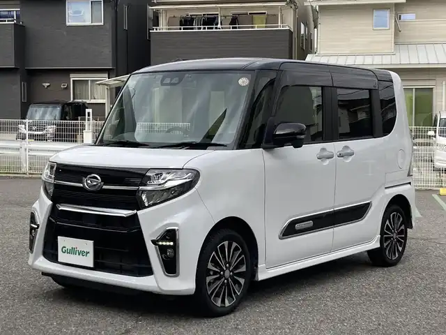 ダイハツ タント カスタム RS セレクション 兵庫県 2020(令2)年 4.1万km ブラックマイカメタリック/シャイニングホワイトパール ワンオーナー/純正メモリーナビ/フルセグTV/CD/DVD/Bluetooth/FM/AM/バックカメラ/ビルトインETC/ドライブレコーダー/衝突被害軽減ブレーキ/アダプティブクルーズコントロール/先行車発進告知/車線逸脱警報/ステアリングアシスト/オートマチックハイビーム/前後クリアランスソナー/両側パワースライドドア/ステアリングスイッチ/LEDヘッドライト/フォグランプ/オートライト/D/N シートヒーター/プッシュスタート/電格ミラー/アイドリングストップ/横滑り防止装置/革巻きステアリング/ISOFIX/ドアバイザー/フロアマット/スペアキー1本/新車時保証書/取扱説明書