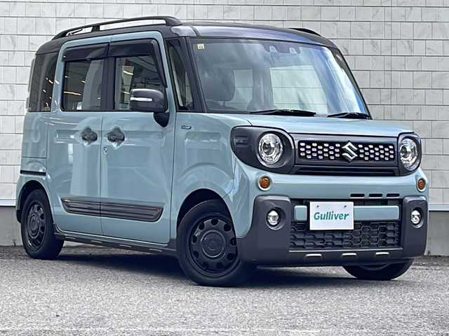 スズキ スペーシア ギア HYBRID XZターボ 福島県 2020(令2)年 6.4万km オフブルーメタリック/ガンメタリック2トーンルーフ 4WD/ターボ 純正ナビ フルセグTV Bluetooth　衝突軽減ブレーキ 両側パワースライドドア パドルシフト LEDライト ルーフレール 冬タイヤ積込有 シートヒーター スマートキーバックソナー