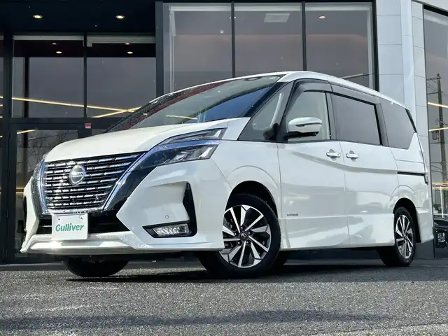 日産 セレナ ハイウェイスター V 大阪府 2020(令2)年 4.4万km ブリリアントホワイトパール ワンオーナー/純正ナビ/アラウンドビューモニター/ブラインドスポットモニター/前方ドライブレコーダー/両側パワースライドドア/クルーズコントロール/LEDヘッドライト/フォグランプ/オートライト/純正アルミホイール/衝突被害軽減システム/スマートキー/オートエアコン/Ｗオートエアコン