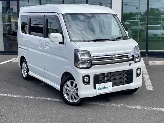 スズキ エブリィ ワゴン PZターボ 静岡県 2025(令7)年 0.1千km パールホワイト ・純正ディスプレイオーディオ/（Bluetooth・FM・AM)/・バックカメラ/・片側パワースライドドア/・スマートキー/・プッシュスタート/・リアヒーター/・純正フロアマット/・アイドリングストップ/・ドアバイザー/・電動格納ミラー/・横滑り防止機能/・オートライト/・運転席シートヒーター/・フォグライト/・ステアリングスイッチ/・衝突軽減システム/・レーンキープアシスト/・コーナーセンサー（後）/・保証書