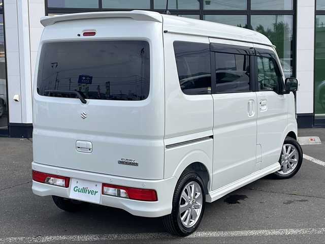 スズキ エブリィ ワゴン PZターボ 静岡県 2025(令7)年 0.1千km パールホワイト ・純正ディスプレイオーディオ/（Bluetooth・FM・AM)/・バックカメラ/・片側パワースライドドア/・スマートキー/・プッシュスタート/・リアヒーター/・純正フロアマット/・アイドリングストップ/・ドアバイザー/・電動格納ミラー/・横滑り防止機能/・オートライト/・運転席シートヒーター/・フォグライト/・ステアリングスイッチ/・衝突軽減システム/・レーンキープアシスト/・コーナーセンサー（後）/・保証書